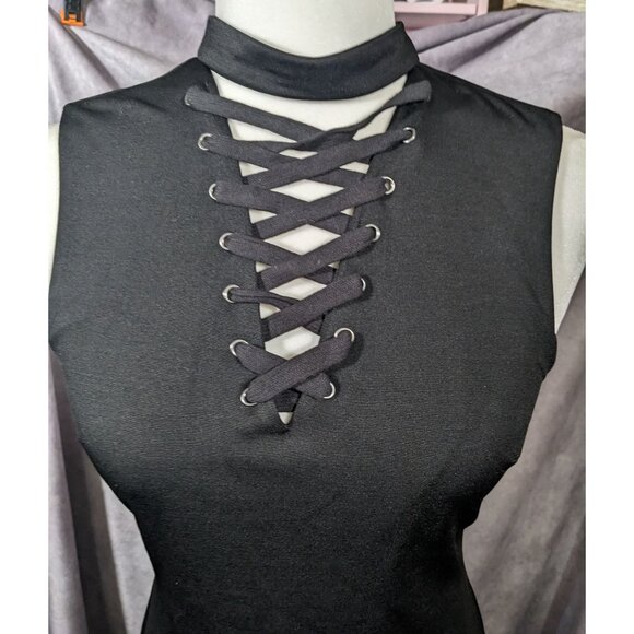 Fate by LFD Gothic Corset Neck Mini Bodycon Dress Size Small - Picture 8 of 12